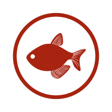 red circular border with fish vector illustrationのイラスト素材