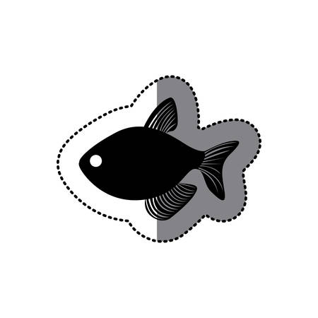 sticker black silhouette graphic with fish vector illustrationのイラスト素材