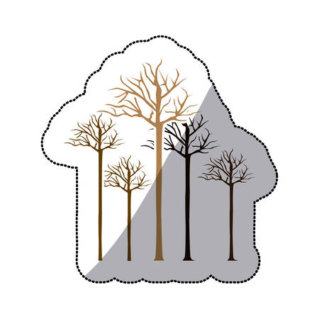 color bare oak trees icon, vector illustraction design imageのイラスト素材