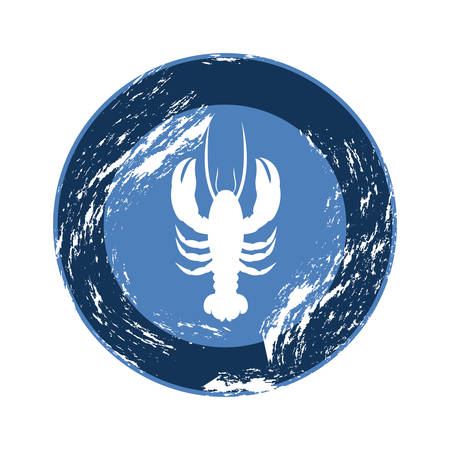 blue emblem lobster icon, vector illustraction design imageのイラスト素材