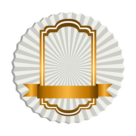 emblem squard border with gold ribbon icon . Vector illustrationのイラスト素材