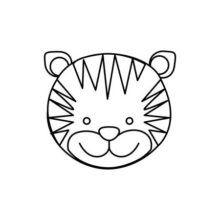 monochrome contour with male tiger head vector illustrationのイラスト素材