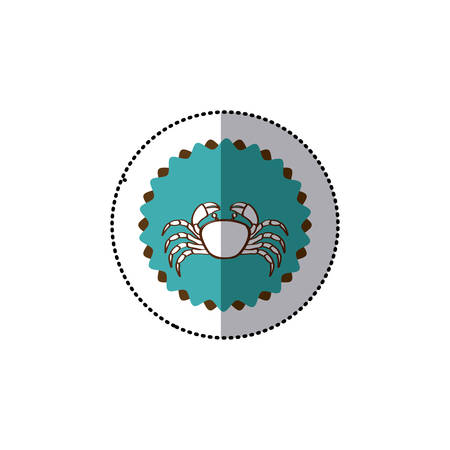 sticker old stamp border with silhouette of crab vector illustrationのイラスト素材