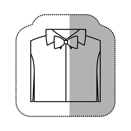 contour sticker shirt with bow tie icon, vector illustraction designのイラスト素材