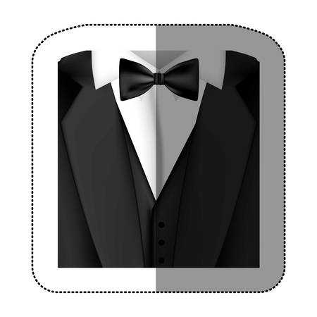 color sticker suit with bow tie icon, vector illustraction design imageのイラスト素材