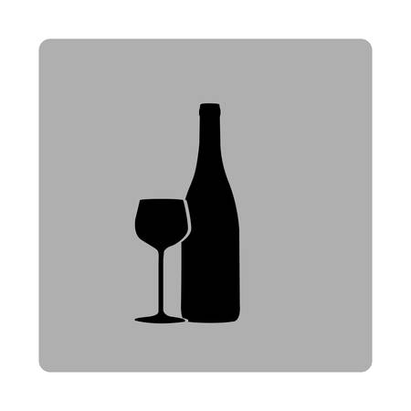 gray square frame with silhouette wine bottle and glass cup vector illustrationのイラスト素材