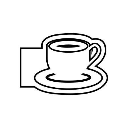 monochrome contour emblem of coffee cup vector illustrationのイラスト素材