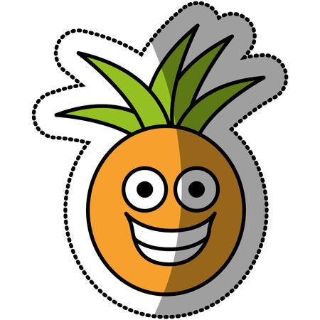 colorful kawaii fruit pineapple happy icon, vector illustration designのイラスト素材