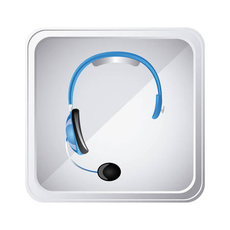 Silver emblem headphone service iconのイラスト素材