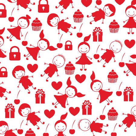 colorful pattern children with celebration elements vector illustrationのイラスト素材