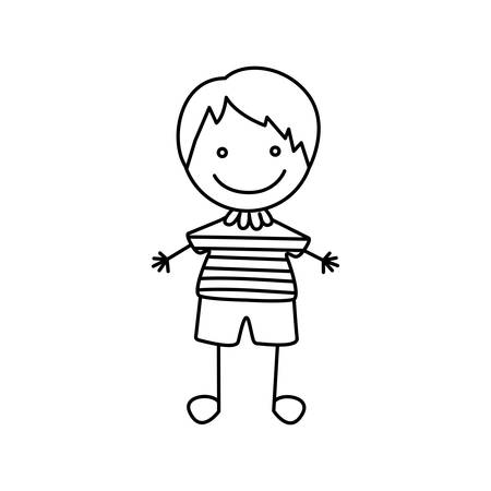 silhouette hand drawing cute boy happy icon vector illustrationのイラスト素材