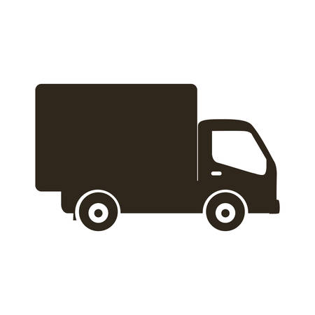 silhouette transport truck with wagon icon flat vector illustrationのイラスト素材