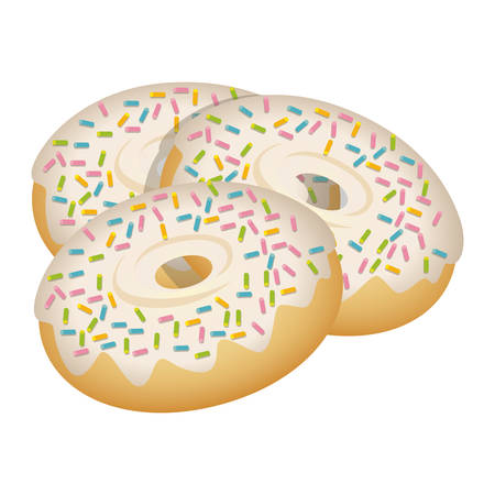 colorful silhouette set donuts with strawberry glazed and colored sparks vector illustrationのイラスト素材