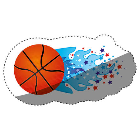 Sticker of flame with stars and basketball ballのイラスト素材