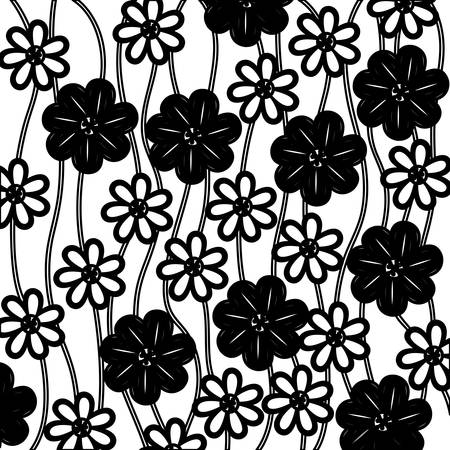 monochrome background of creepers with flowers vector illustrationのイラスト素材