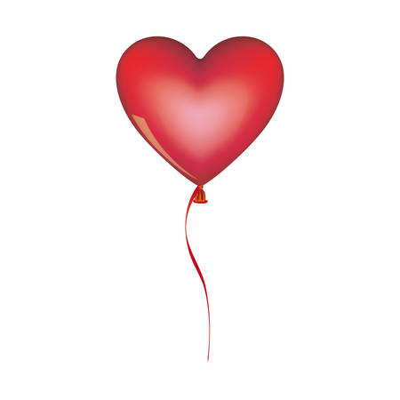 red heart shape balloon with ribbon vector illustrationのイラスト素材