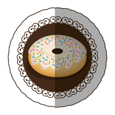 emblem color donut with colored sparks icon, vector illustraction designのイラスト素材