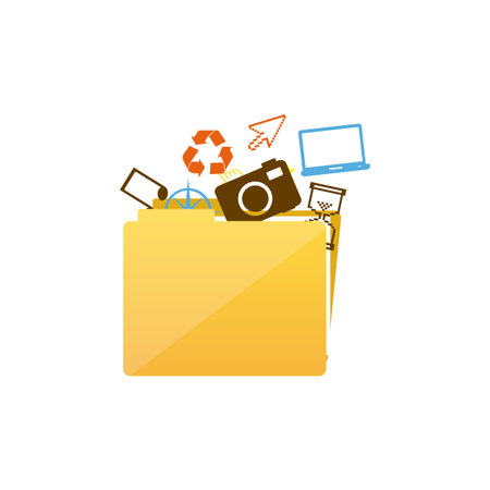 color silhouette of folder with personal files vector illustration