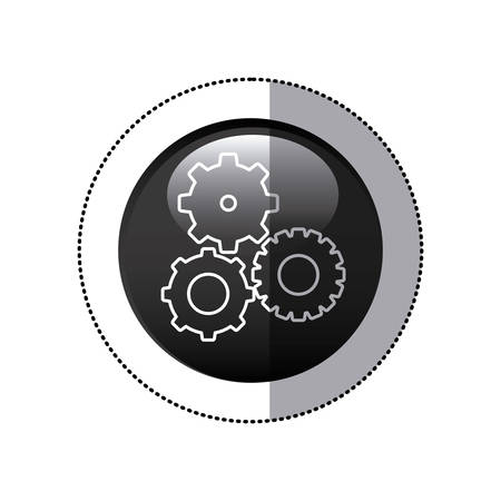 sticker black circular frame with pinions set icon vector illustrationのイラスト素材