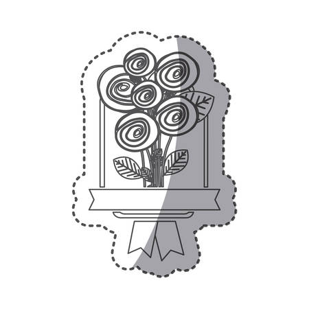 silhouette decorative emblem with rounds roses iconのイラスト素材
