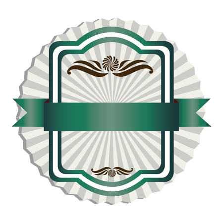 green emblem with ribbon decoration icon, vector illustraction designのイラスト素材