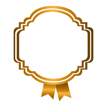 yellow emblem with ribbon decoration icon, vector illustraction designのイラスト素材