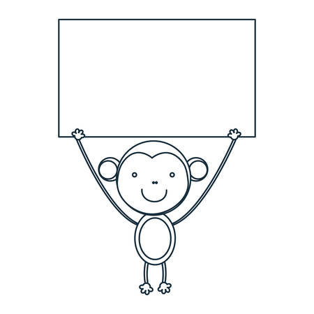 figure monkey with a wood in the hand iconのイラスト素材