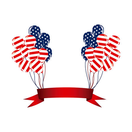 balloons stars and stripes with ribbon iconのイラスト素材