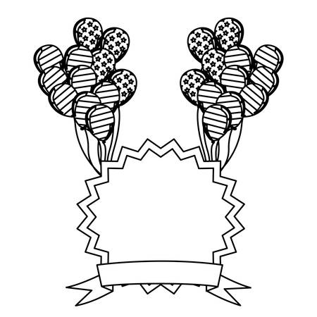 figure emblem independence day with balloons and flag icon, vector illustraction designのイラスト素材