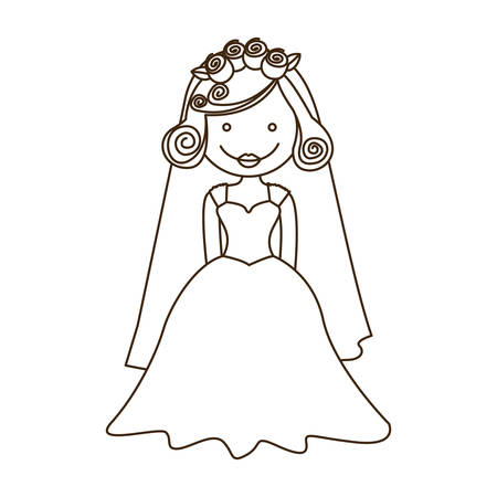 silhouette cartoon bride with costume vector illustrationのイラスト素材