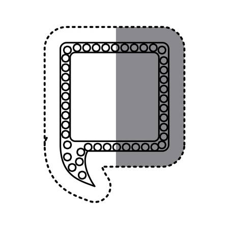 monochrome sticker of square speech with tail and contour of dots vector illustrationのイラスト素材