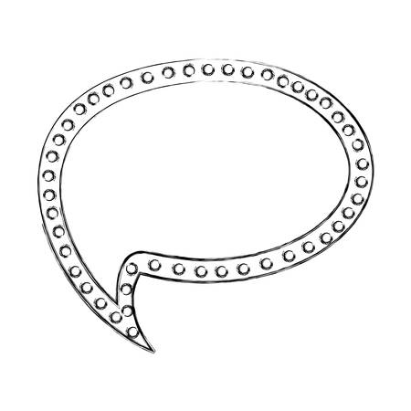 monochrome sketch of cloud speech with tail and contour of dots vector illustrationのイラスト素材