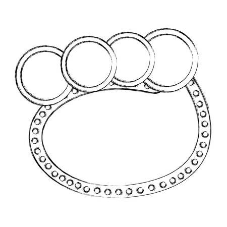 monochrome sketch of oval speech with four circles in top side vector illustrationのイラスト素材