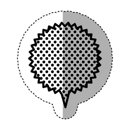 monochrome sticker with circular speech with sawtooth contour and tail with background with dots vector illustrationのイラスト素材