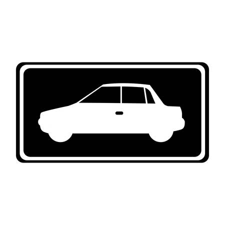 monochrome silhouette automobile of side view in square frame vector illustrationのイラスト素材