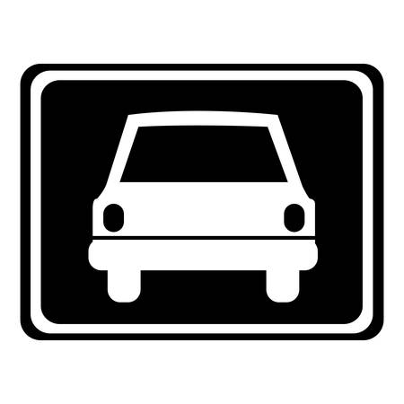 monochrome silhouette with automobile front view in square frame vector illustrationのイラスト素材