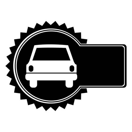 monochrome circular emblem with automobile in front view vector illustrationのイラスト素材