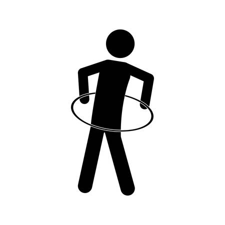 monochrome pictogram with training in hula hoop vector illustrationのイラスト素材