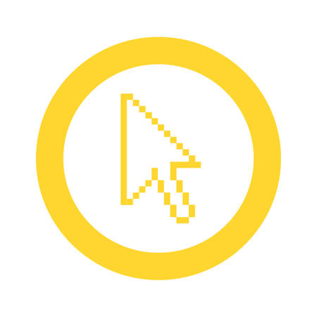 yellow symbol pixel cursor iconのイラスト素材