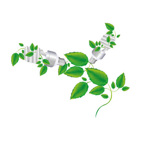 colorful silhouette with two spiral fluorescent bulb and creeper plant vector illustrationのイラスト素材