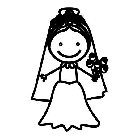 sketch silhouette woman with costume bride icon vector illustrationのイラスト素材