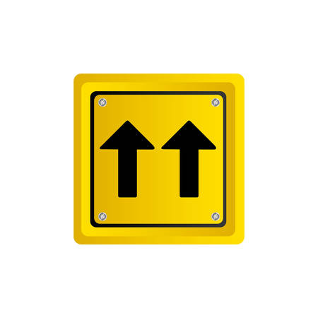 metallic realistic yellow square shape frame same direction arrow road traffic sign vector illustrationのイラスト素材