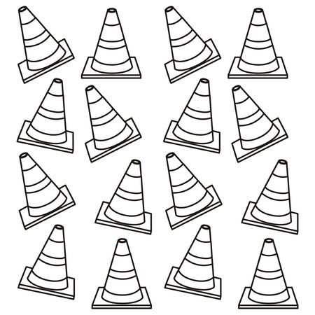 silhouette pattern traffic cone set flat vector illustrationのイラスト素材