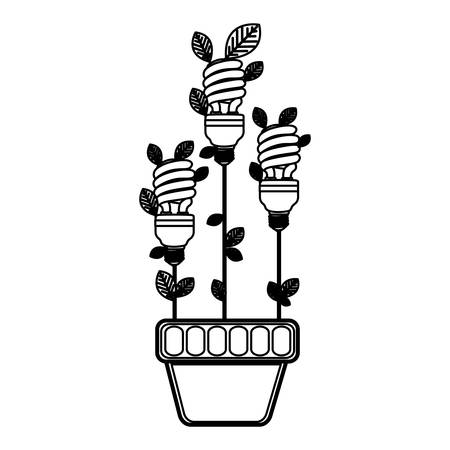 save bulb with leaves inside of plantpot, vector illustration designのイラスト素材