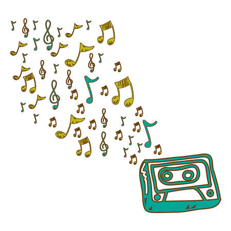 radio technology with notes music icon, vector illustration designのイラスト素材
