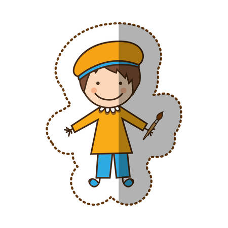 happy man painter icon, vector illustration designのイラスト素材