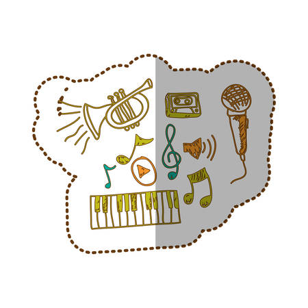 music instrument with notes musicals icon, vector illustrationのイラスト素材