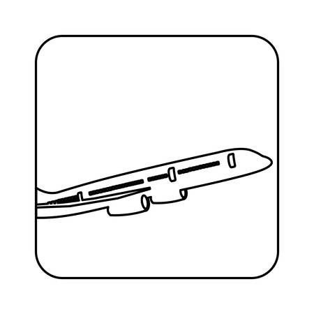 square silhouette button with contour airplane vector illustrationのイラスト素材