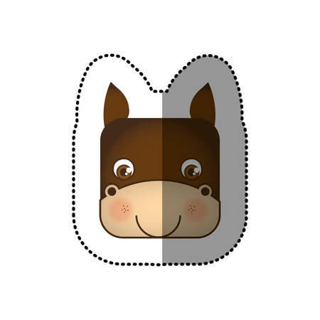 colorful face sticker of donkey in square shape vector illustrationのイラスト素材