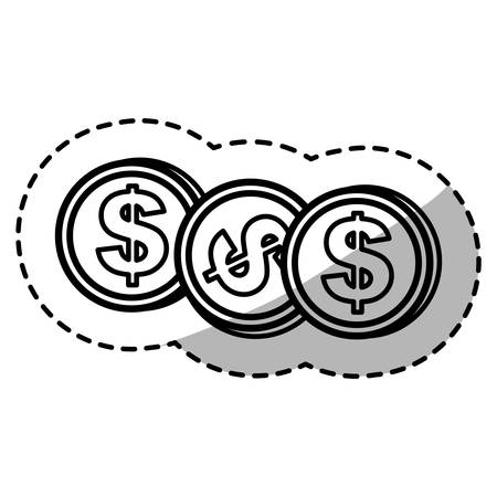 figure coins dolar currency, vector illustration designのイラスト素材